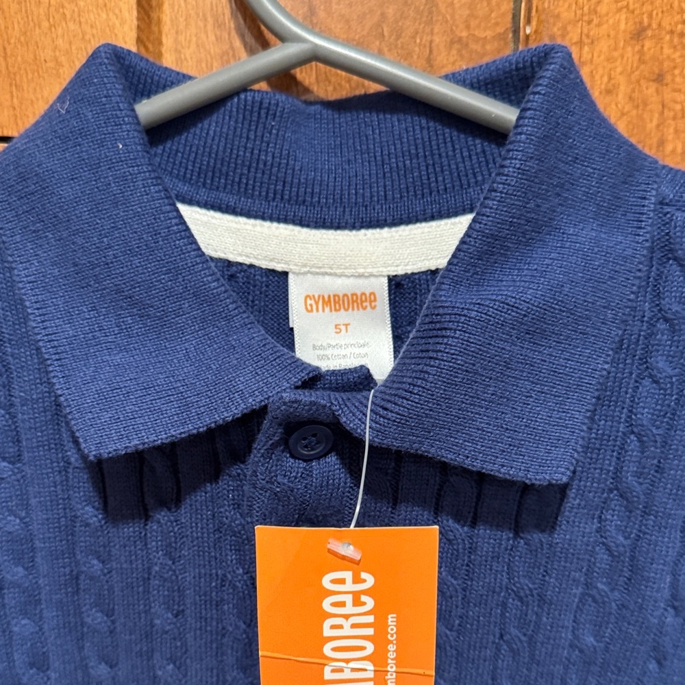 Gymboree Dark Blue Cable Knit Polo - Picture 2 of 7